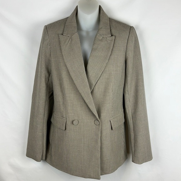House of Harlow‎ 1960 Plaid Brown Tan Blazer Jacket Coat Size S - Picture 1 of 13